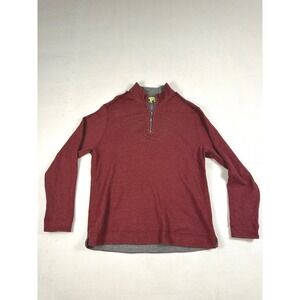 Tommy Bahama Mens Red Quarter Zip Pullover Sweater Large 100% Cotton Heathered